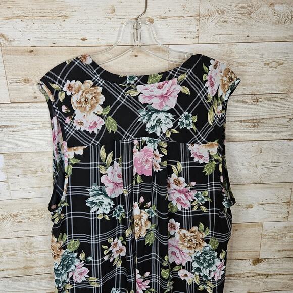 Torrid Harper Tank Top Plus Size 2 Size 18/20 Sleeveless Blouse Floral Plaid 2X - Picture 7 of 14